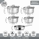 Hascevher Anett 9pc Stainless Steel Cookware Set