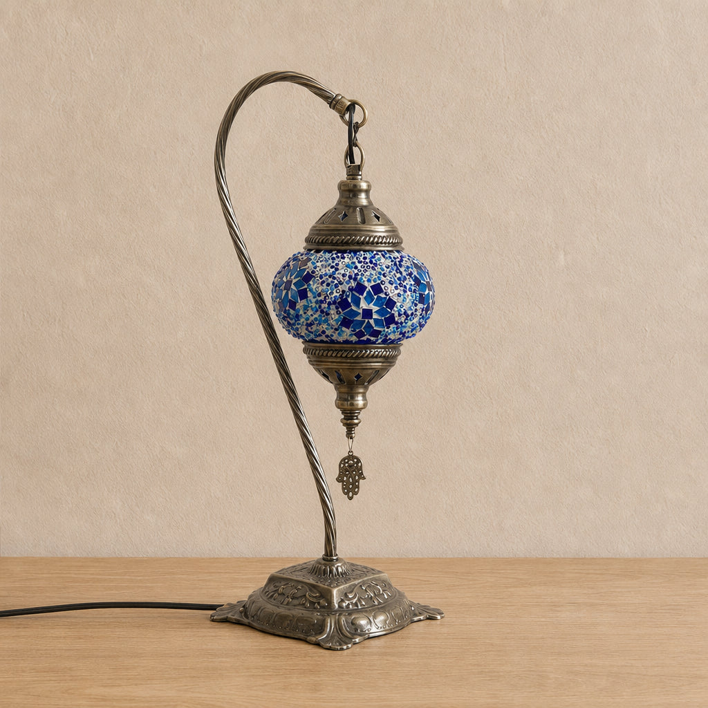 Swan Lamps - Blue Flower