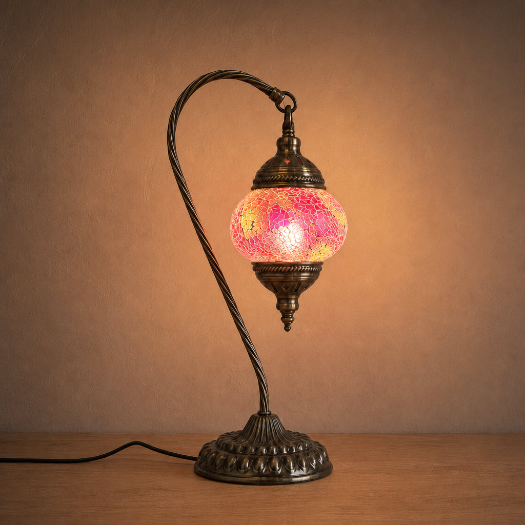 Swan Lamps Mosaics - Pink Crackle