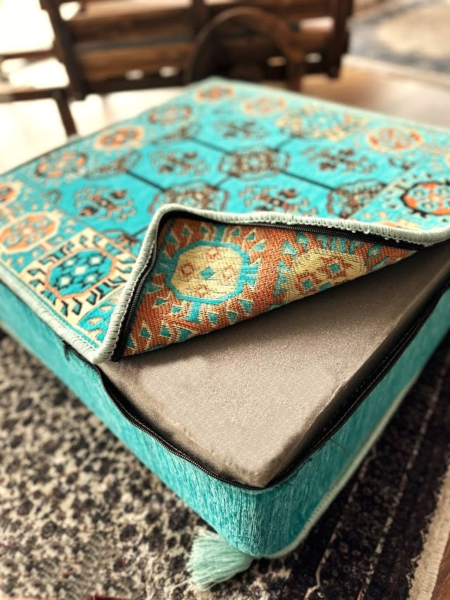 Ottoman Floor Cushion 60x60 - Aqua Elegance