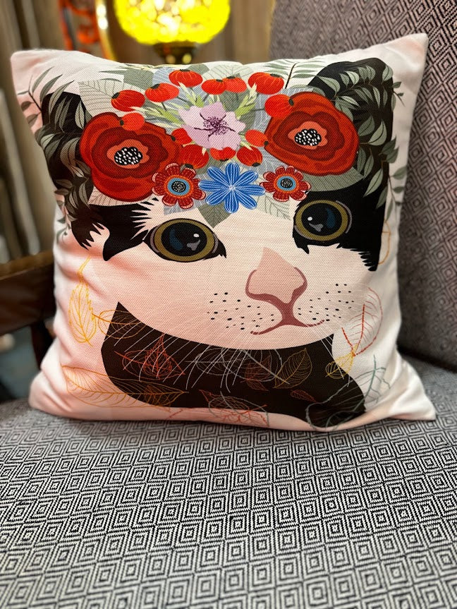 Cat Printed Cushion Covers 17 x17 Istanbul Authentic Bazaar