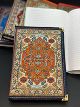 Handmade Fabric Notebook L - Orange Navy