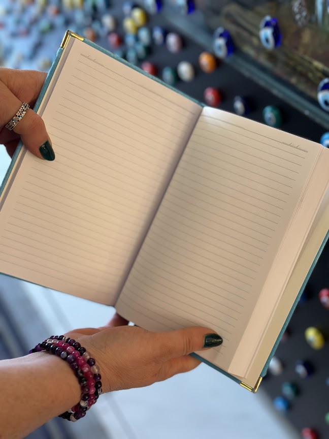 Handmade Fabric Notebook L - Red Blue