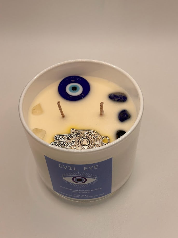 Evil Eye Protection Candle- Rich Flower 14 OZ