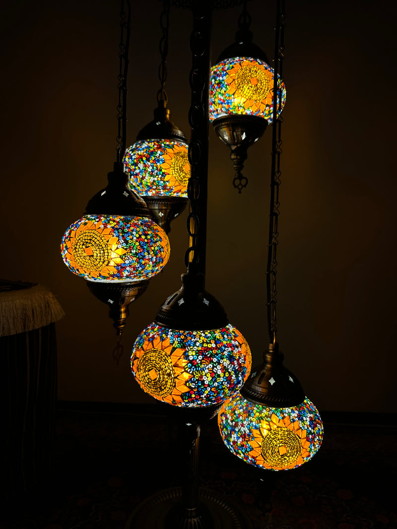 Turkish Floor Lamp with 5 Globes - Ry
