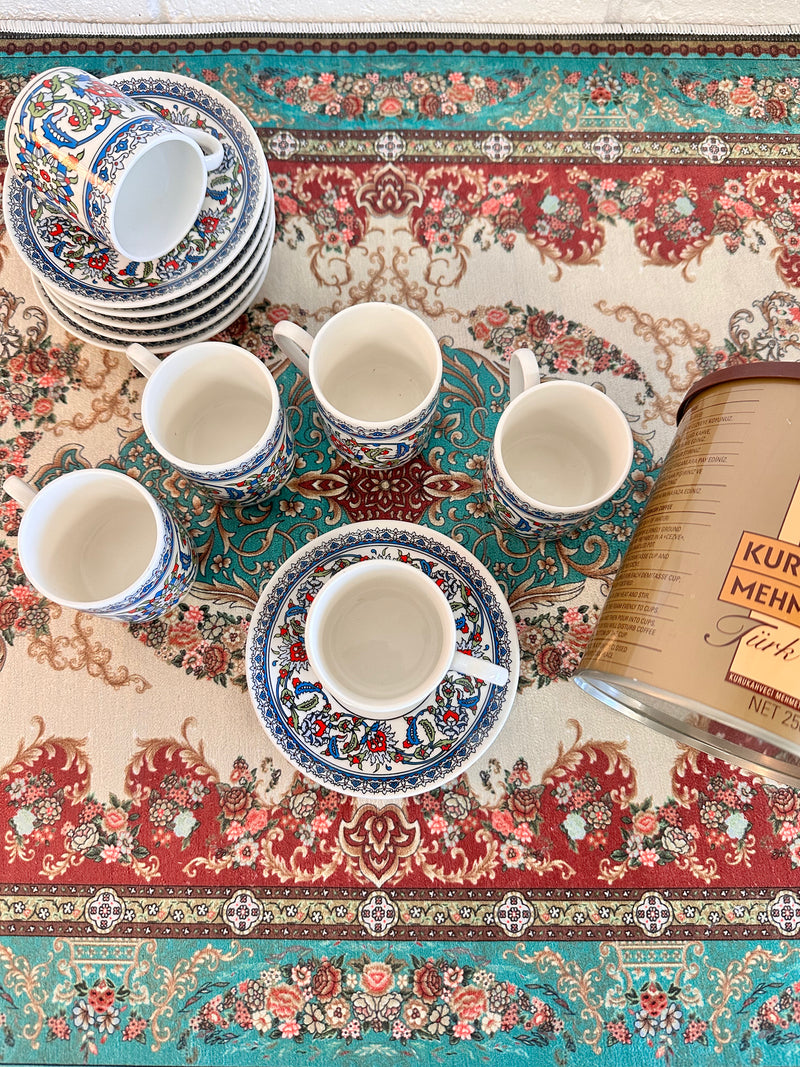Iznik tile pattern coffee set