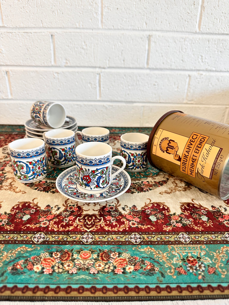 Iznik tile pattern coffee set