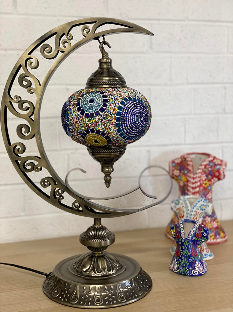 Crescent Moon Lamps- Blue Sun