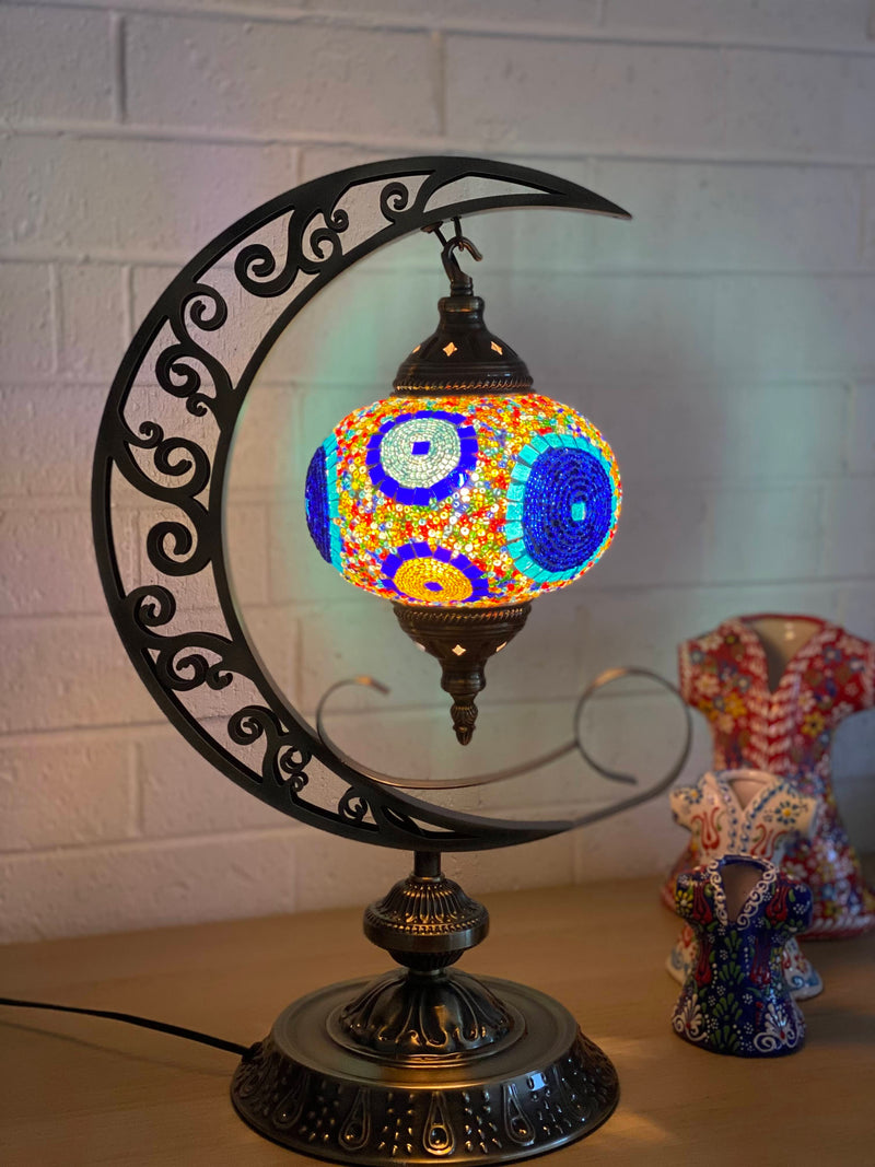 Crescent Moon Lamps- Blue Sun