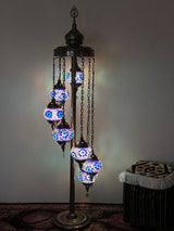 Turkish Floor Lamps 7 Pieces - Blue Flowers