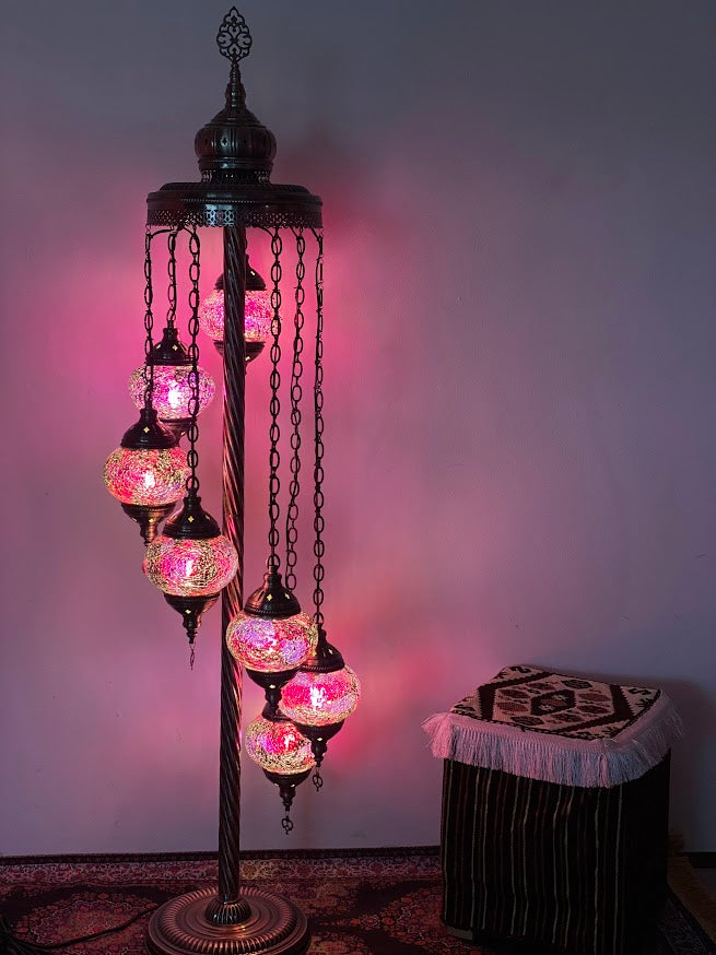 Turkish Floor Lamps- 7 pieces Pink Crackle