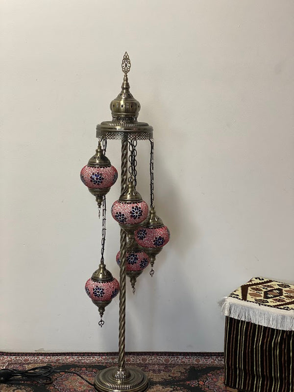Turkish Floor Lamps- 5 pieces Red-Blue Flower