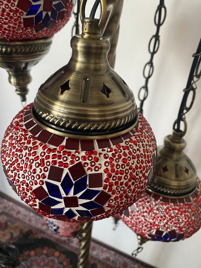 Turkish Floor Lamps- 5 pieces Red-Blue Flower