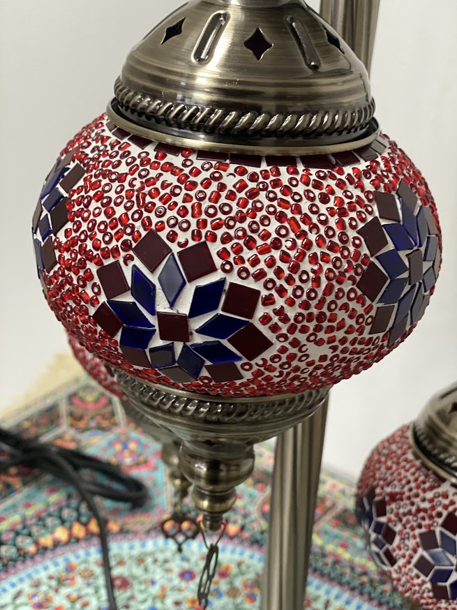 Turkish Floor Lamps 3 pieces - Red-Blue Flower