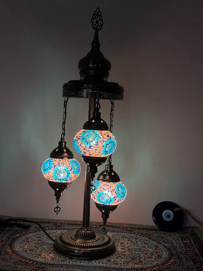 Turkish Floor Lamps 3 pieces - Turquoise Flower