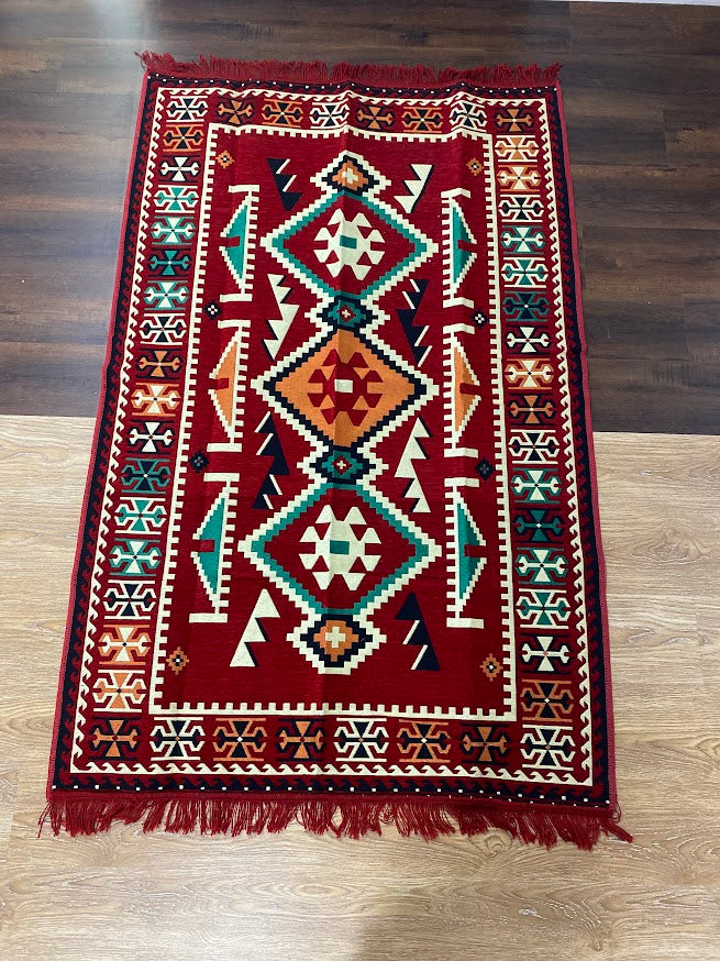 Red Turkish Cotton Kilim Rug | 100% Cotton, Four Sizes – Istanbul ...