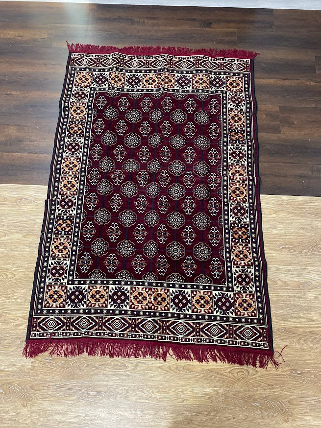 Turkish Cotton Rug Kilim - Burgundy