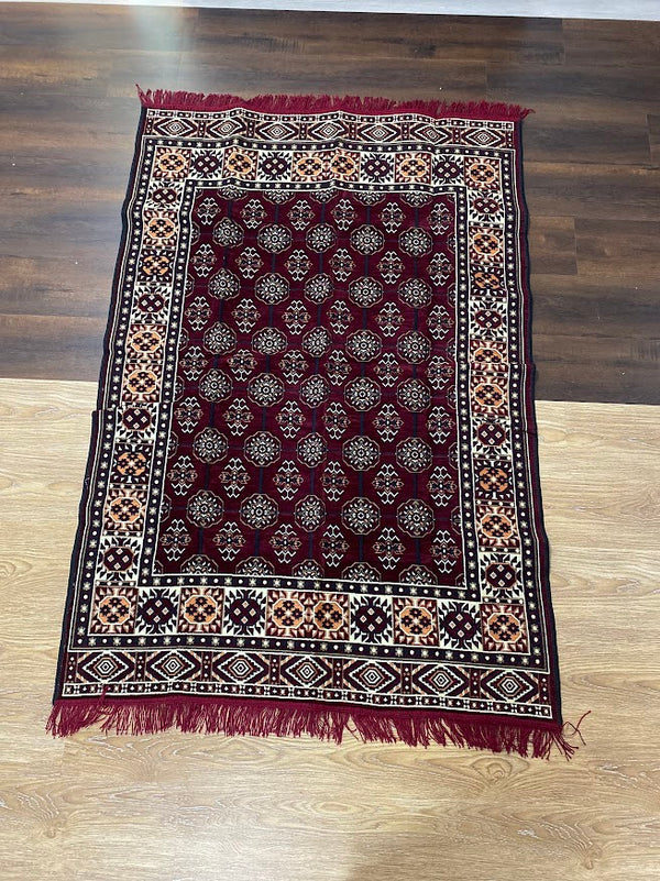 Turkish Cotton Rug Kilim- Burgundy