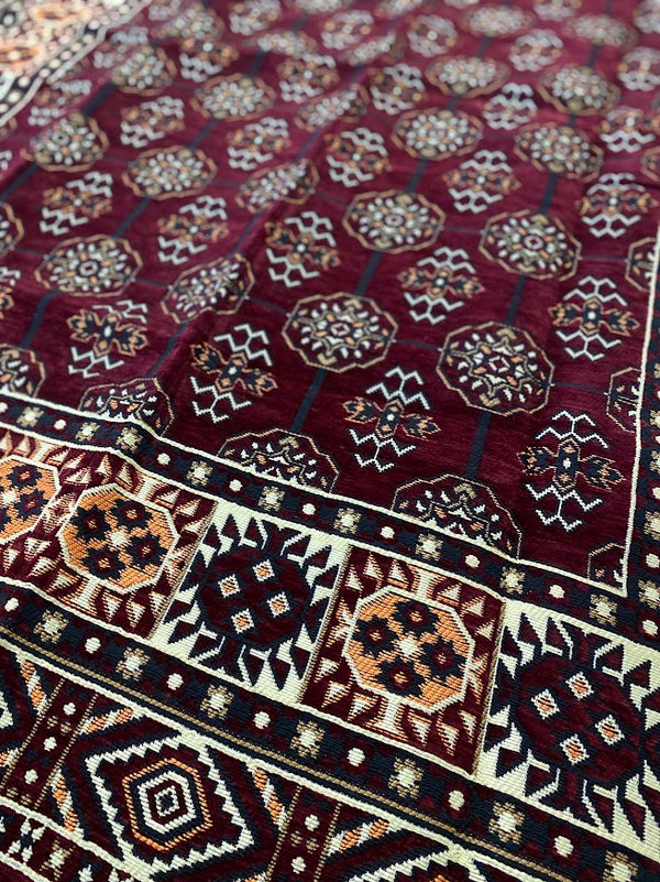 Turkish Cotton Rug Kilim- Burgundy