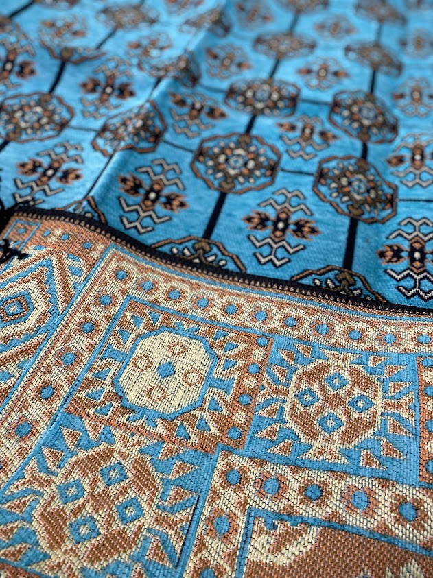 Turkish Cotton Rug Kilim - Turquoise
