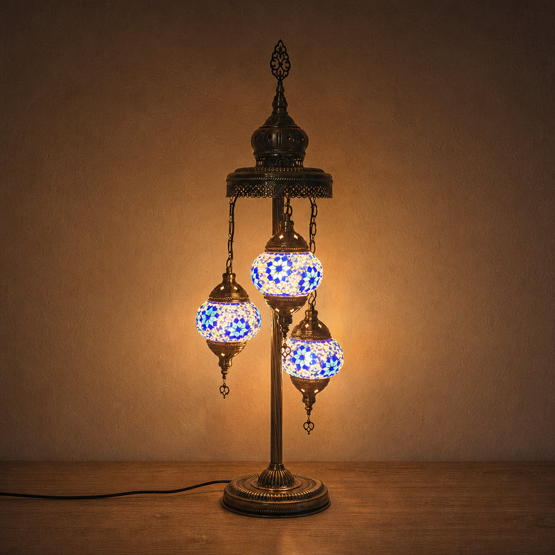 Turkish Floor Lamps 3 Pieces - Blue Flower