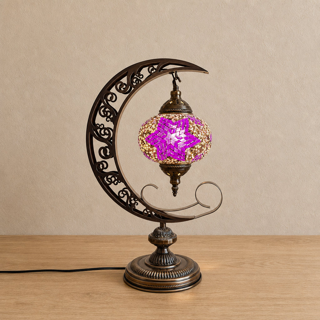 Crescent Moon Lamps - Purple Star