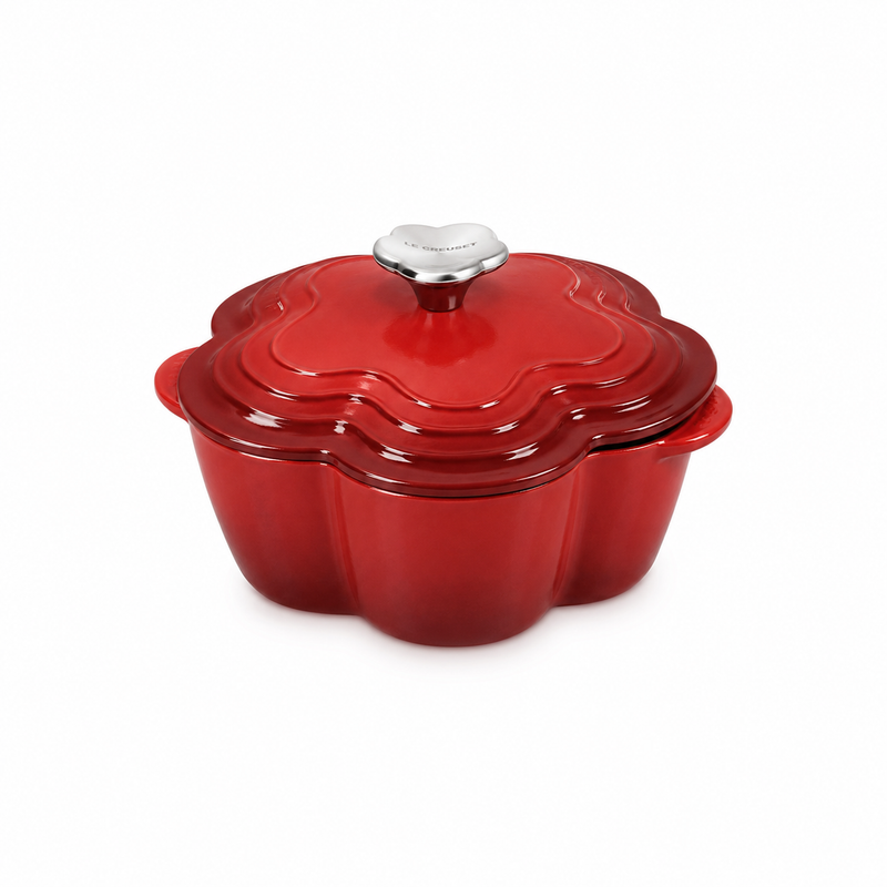 Le Creuset Flower Cocotte 20cm Red Cast Iron Pot