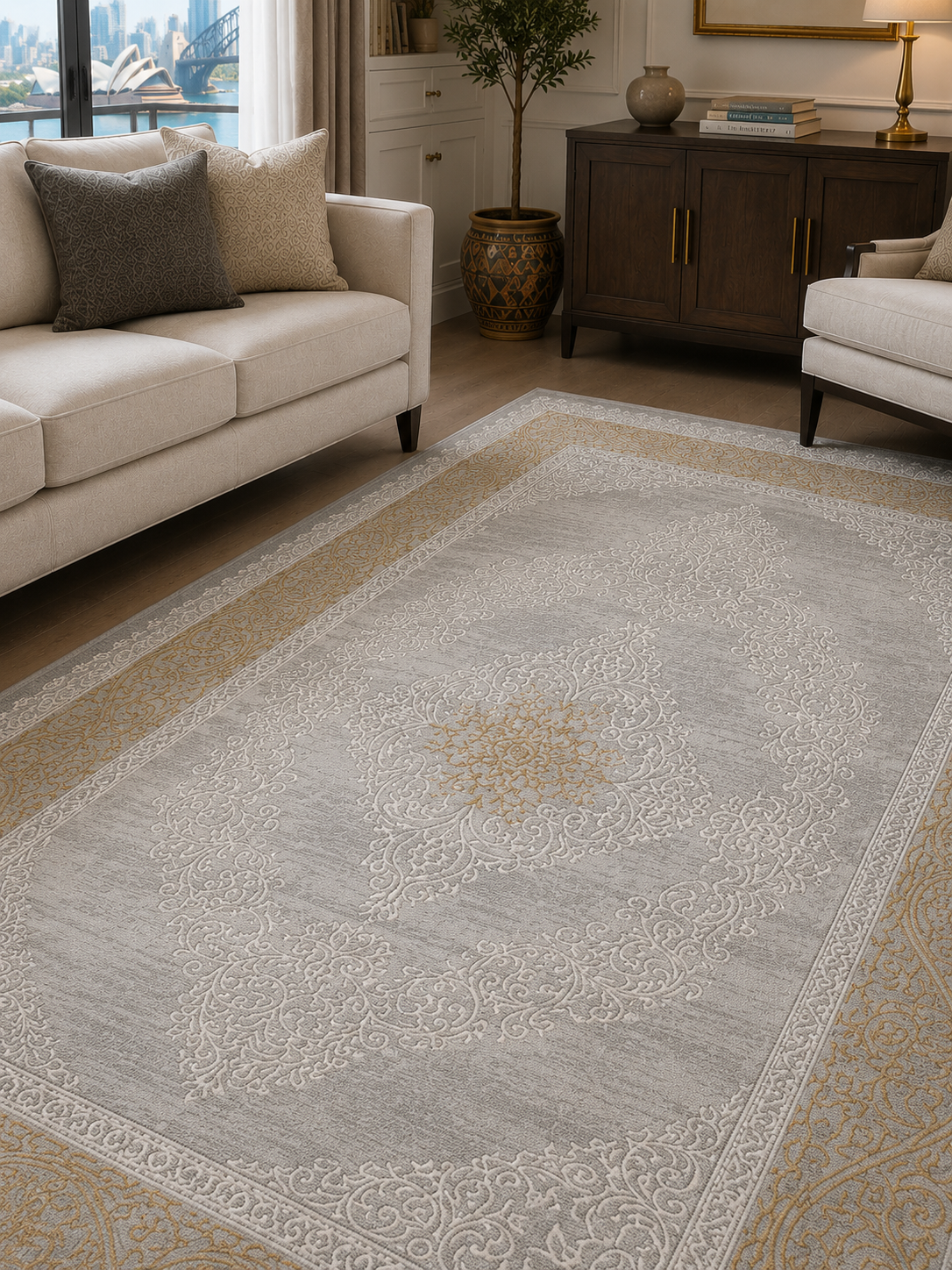 Kervan Rug A7114 Gray/Gold