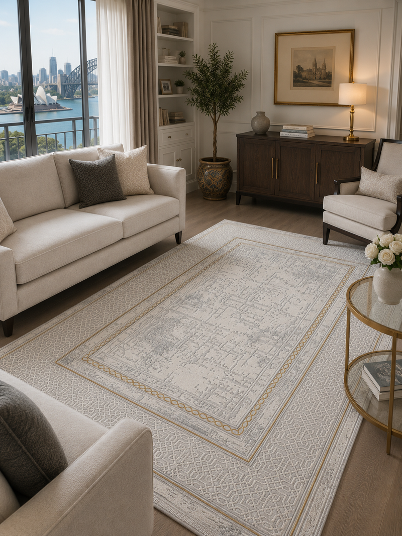 Kervan Rug Ak076 Gray/Gold