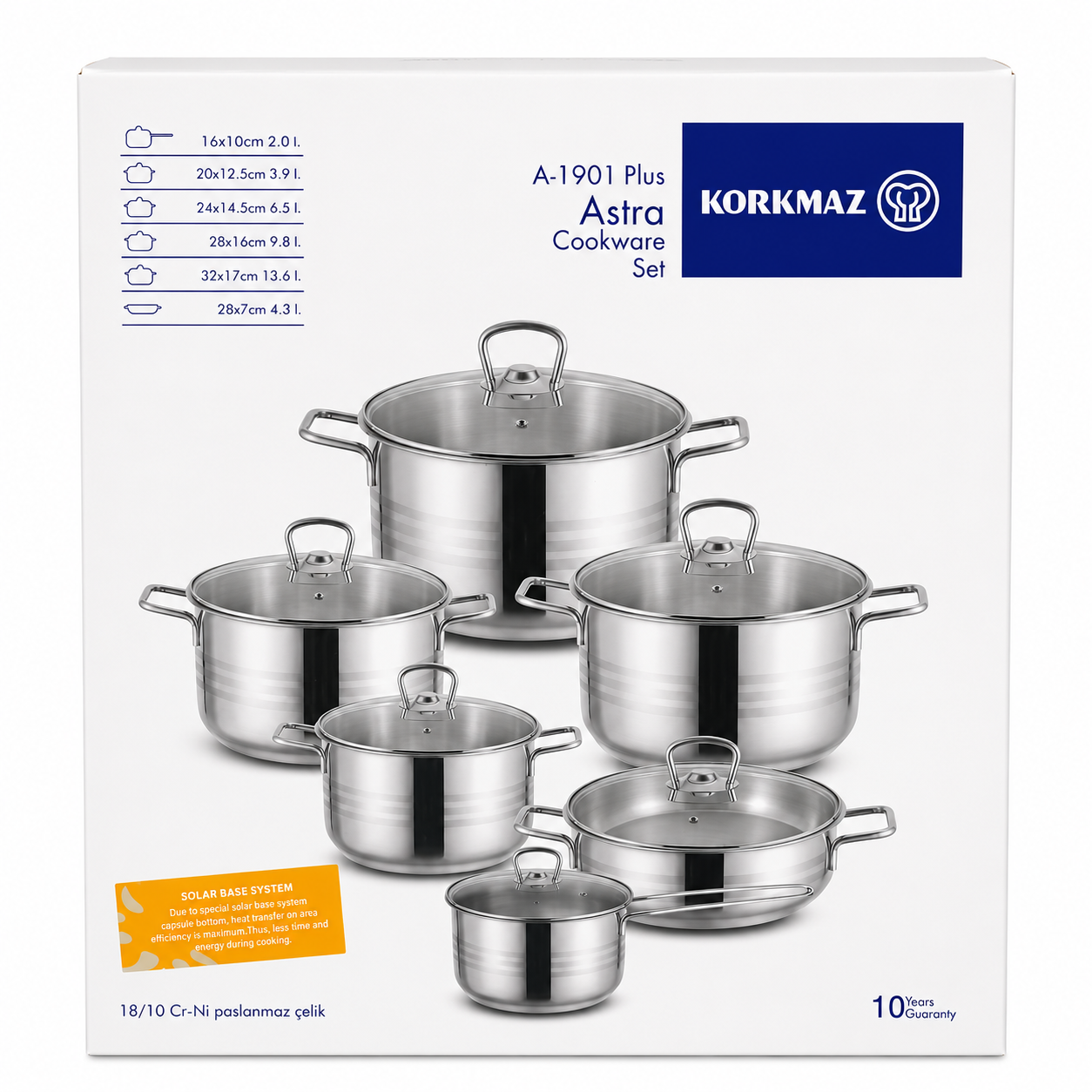 Stainless Steel Cookware Set, Korkmaz Astra Plus