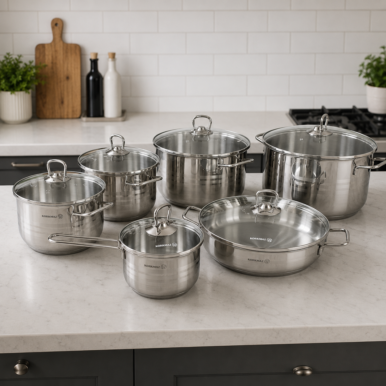 Stainless Steel Cookware Set, Korkmaz Astra Plus