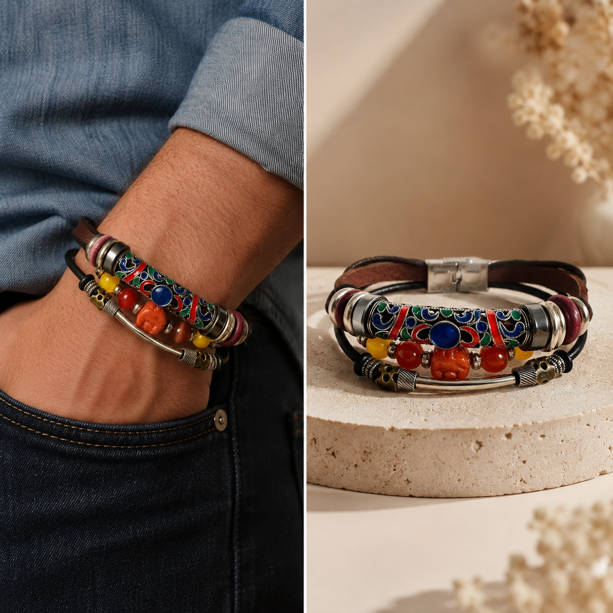 Colorful Bohemian Leather Bracelet