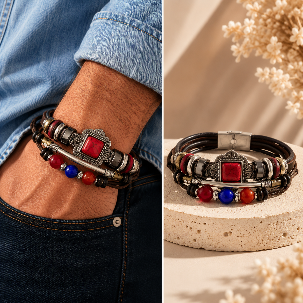Colorful Bohemian Leather Bracelet