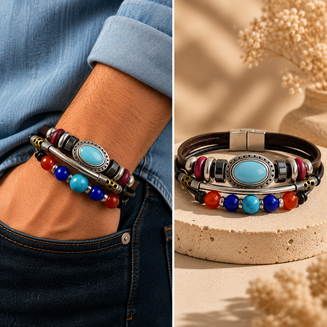 Colorful Bohemian Leather Bracelet