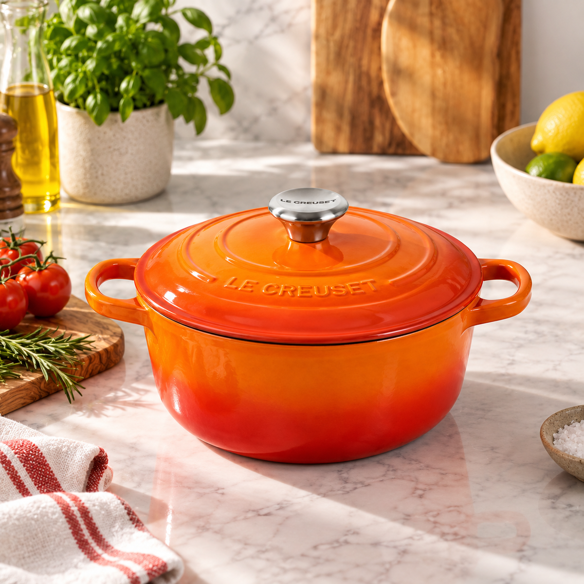 Le Creuset Cast Iron Casserole 24cm – Volcanic Orange