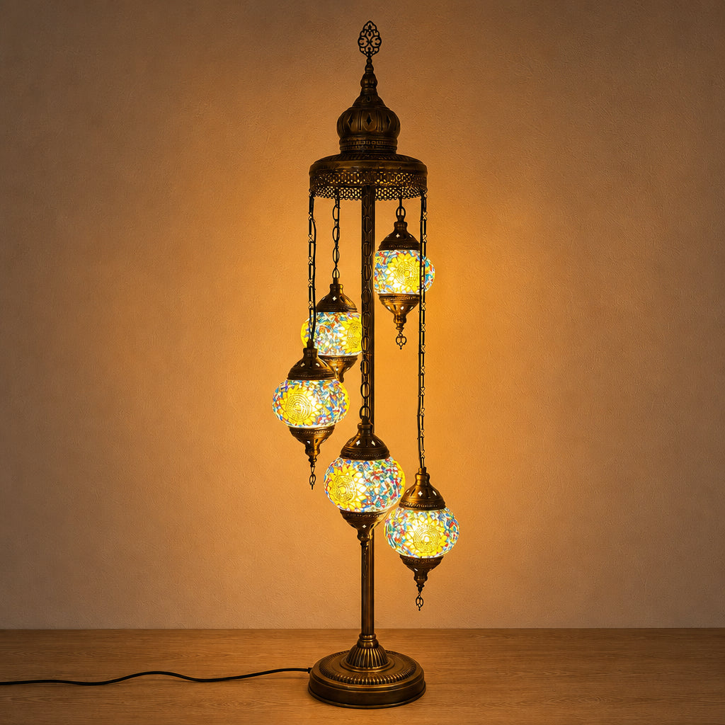 Turkish Floor Lamp with 5 Globes - RY