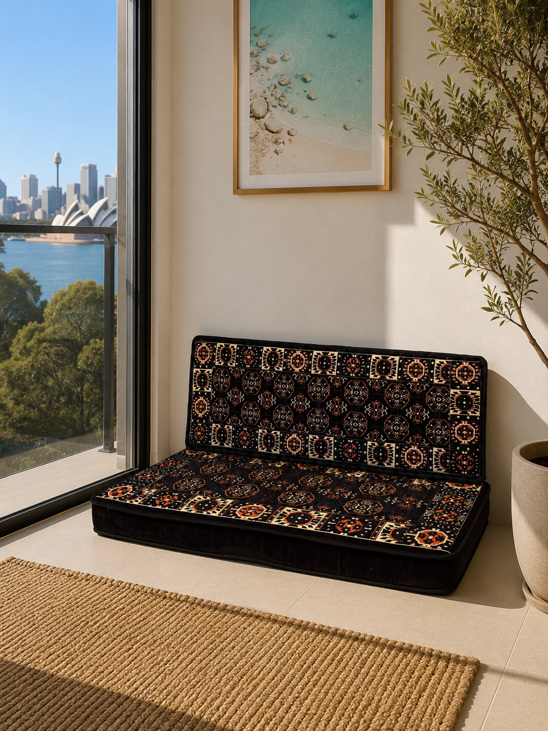 Double Cushion Set - Navy Diamond
