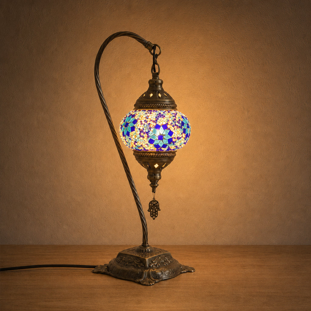 Swan Lamps - Blue Flower