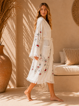 Red Lips Muslin Kimono