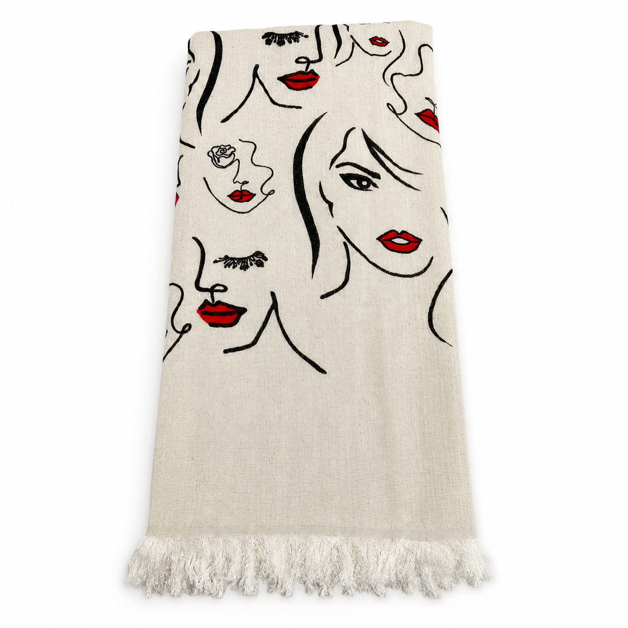 Muslin Turkish Cotton Towel - Red Lip