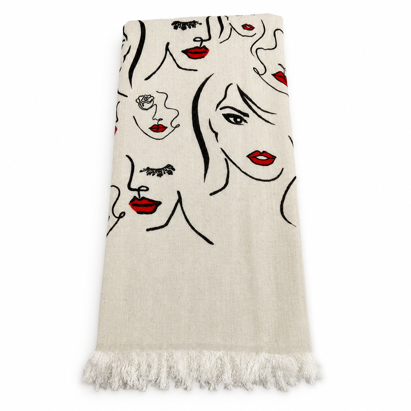 Muslin Turkish Cotton Towel - Red Lip