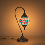 Swan Lamps Mosaics - Aqua Red Flower