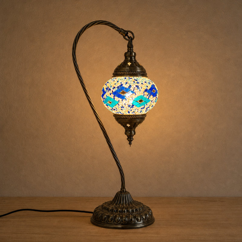 Swan Lamps Mosaics - Blue Diamond