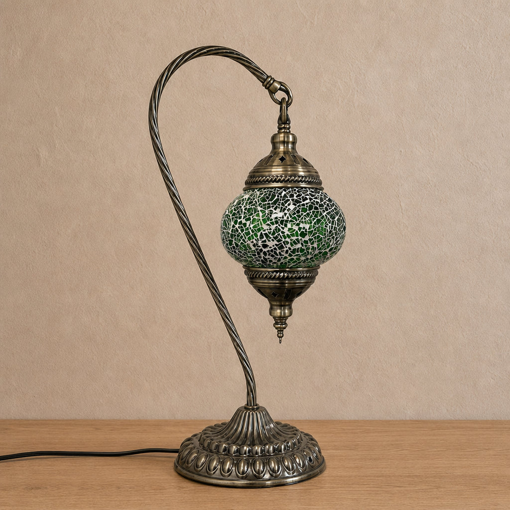 Swan Lamps Mosaics - Green Crackle