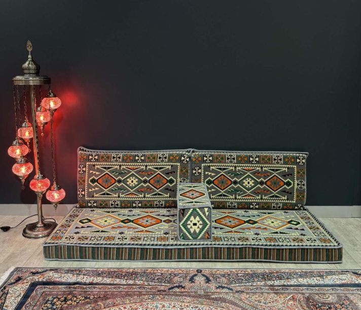 Arabian Majlis & Divan Set (Floor Cushions) Grey