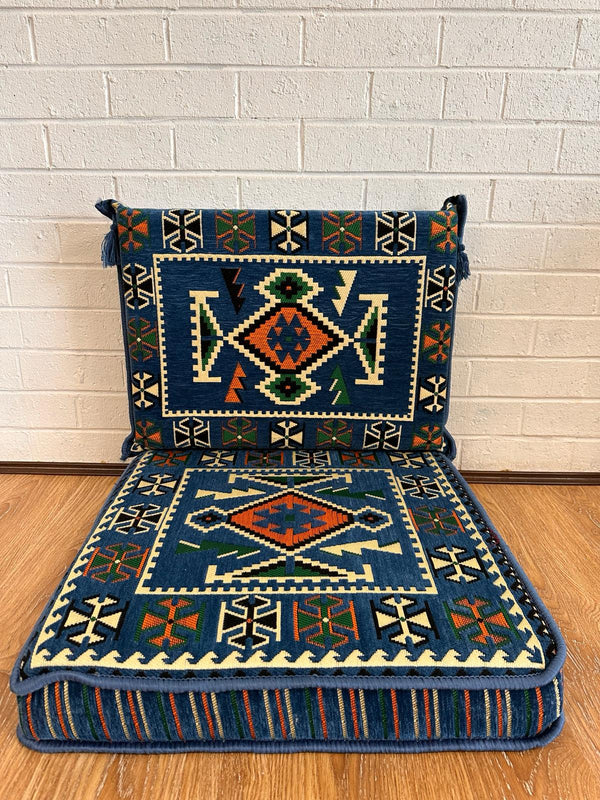 Single Cushion Set ( Blue Rhombus )