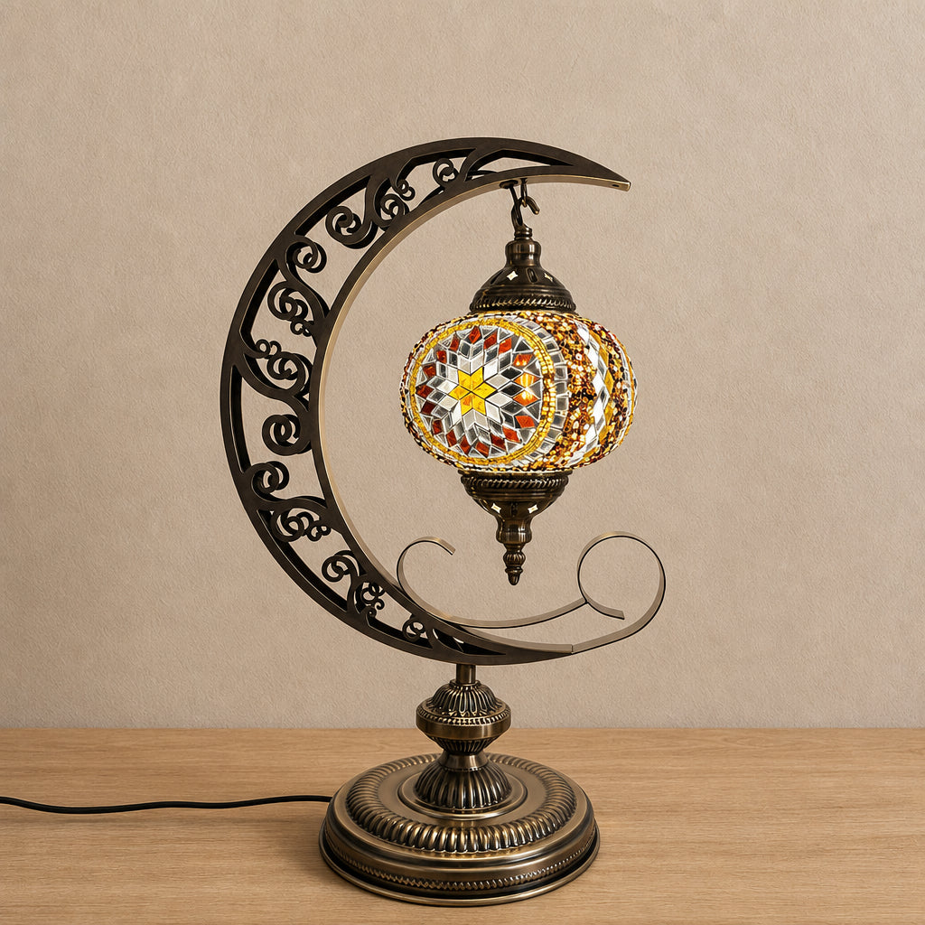 Crescent Moon Lamps - Brown Star