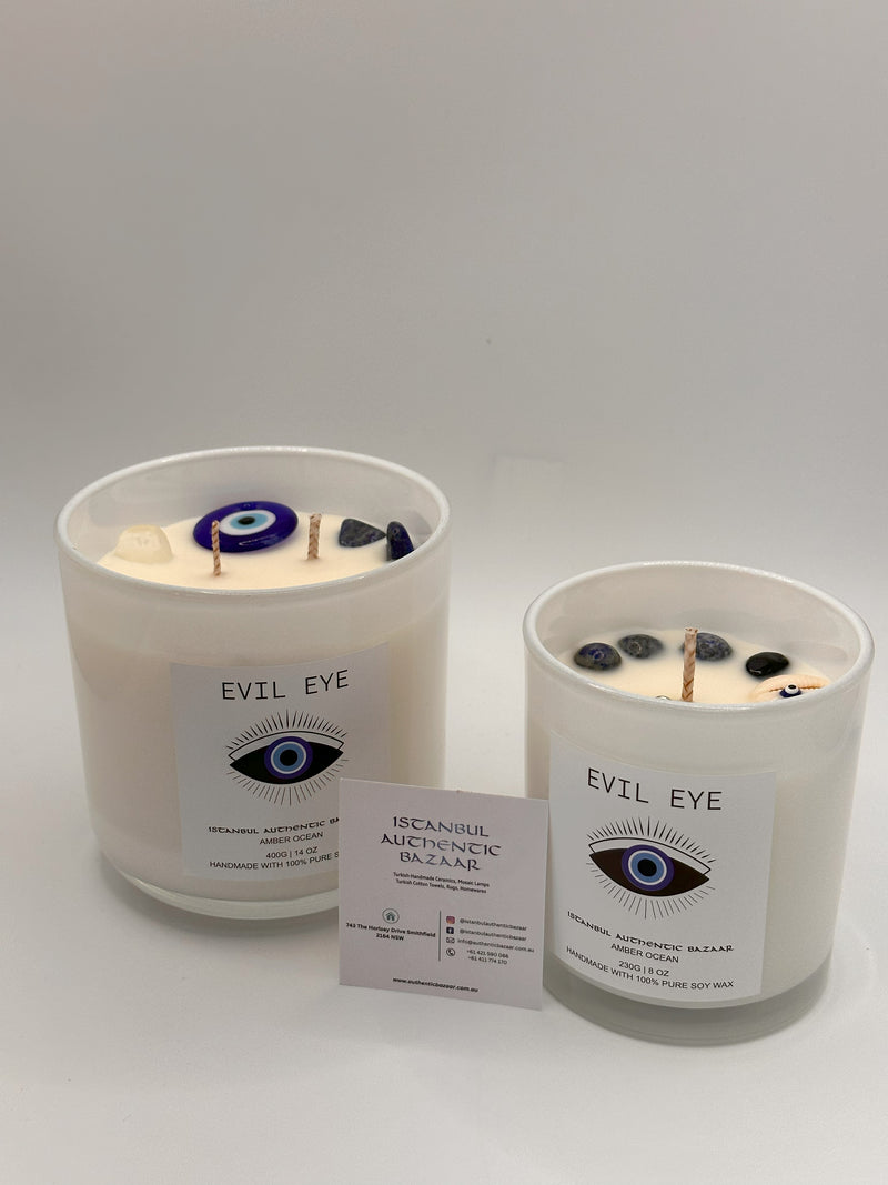 Evil Eye Protection Candle- Amber Ocean 14 OZ
