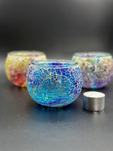 Mosaic Candle Holder Blue Crackle
