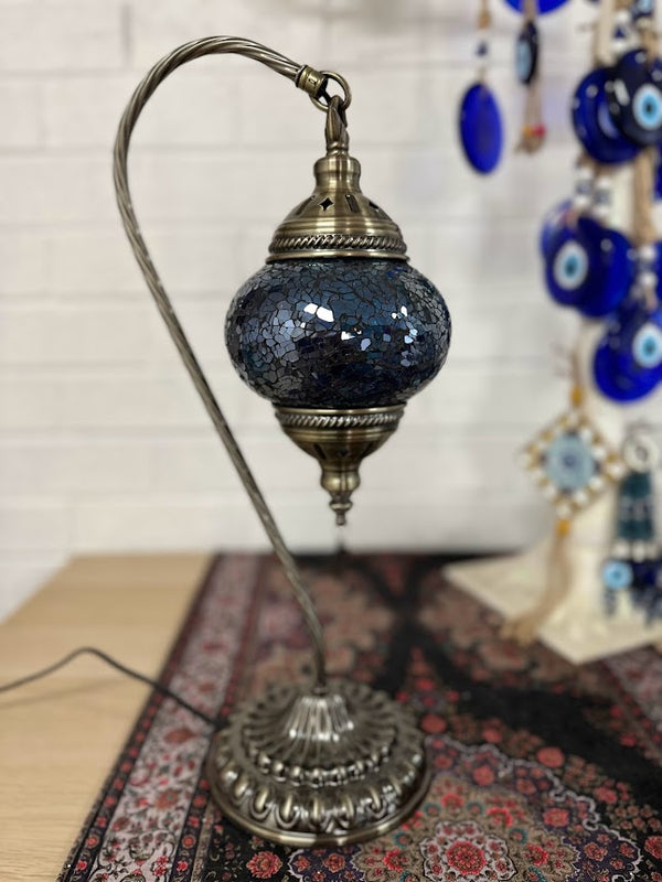 Swan Lamps Mosaics - Dark Blue Crackle